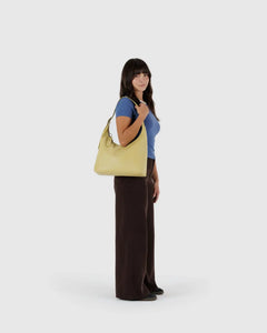 BAGGU Recycled Leather Shoulder Bag, Straw