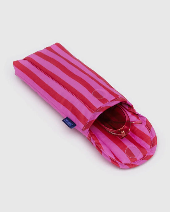 BAGGU Puffy Glasses Sleeve, Painted Pink & Red Stripe