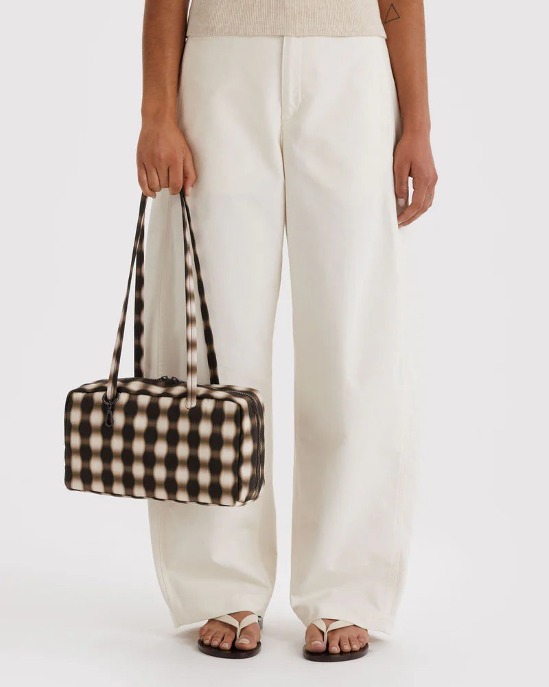 BAGGU Bowler Bag, Blurred Gingham Brown