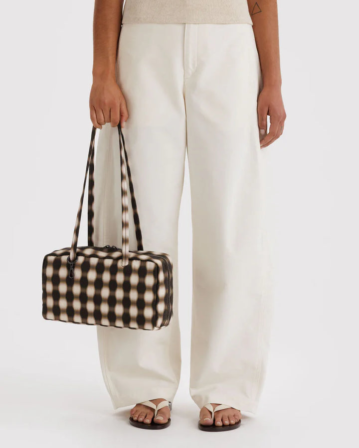 BAGGU Bowler Bag, Blurred Gingham Brown
