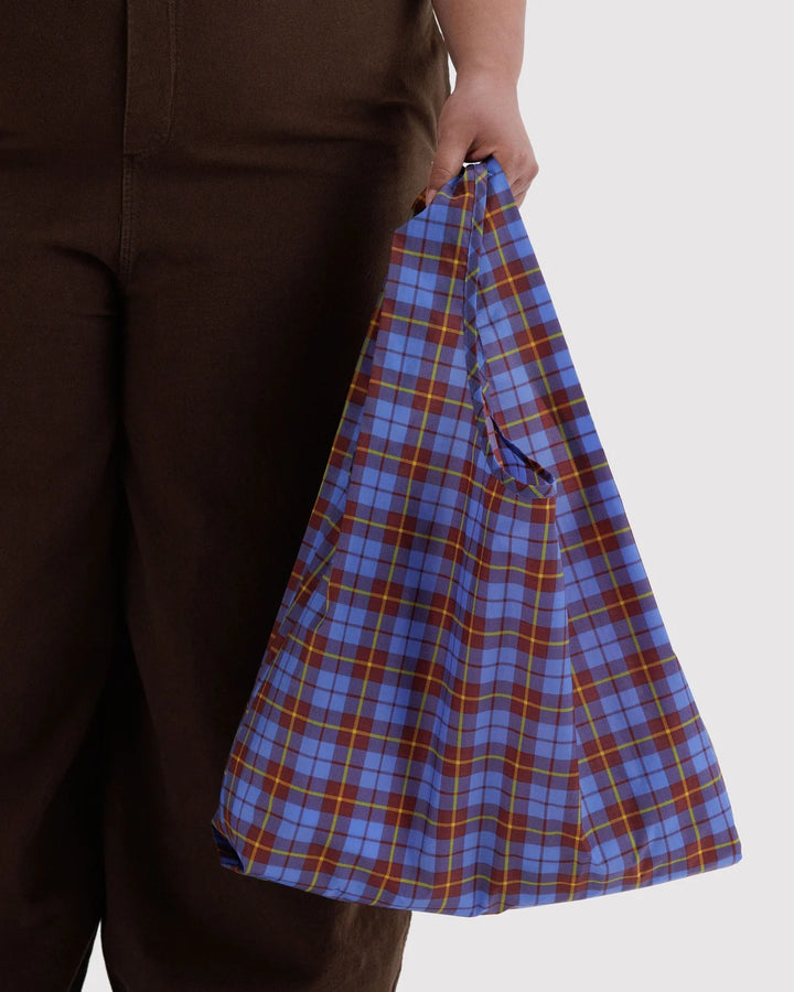 BAGGU Reusable Bag, Blue Tartan
