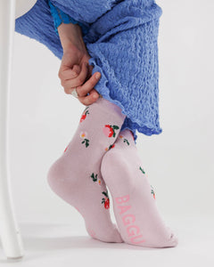 BAGGU Crew Socks, Needlepoint Apple
