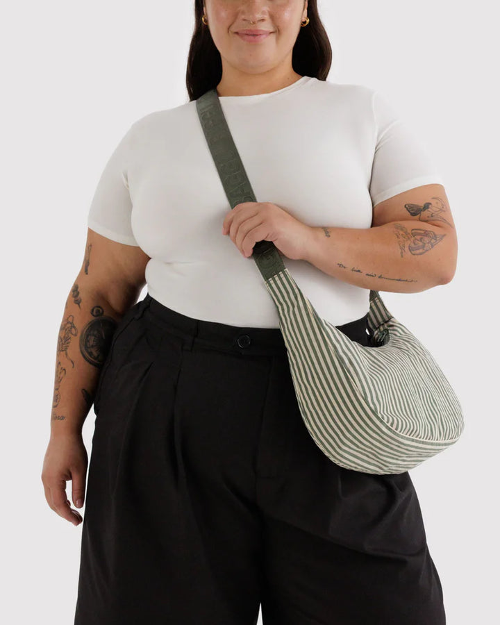 BAGGU Crescent Bag, Sage Stripe