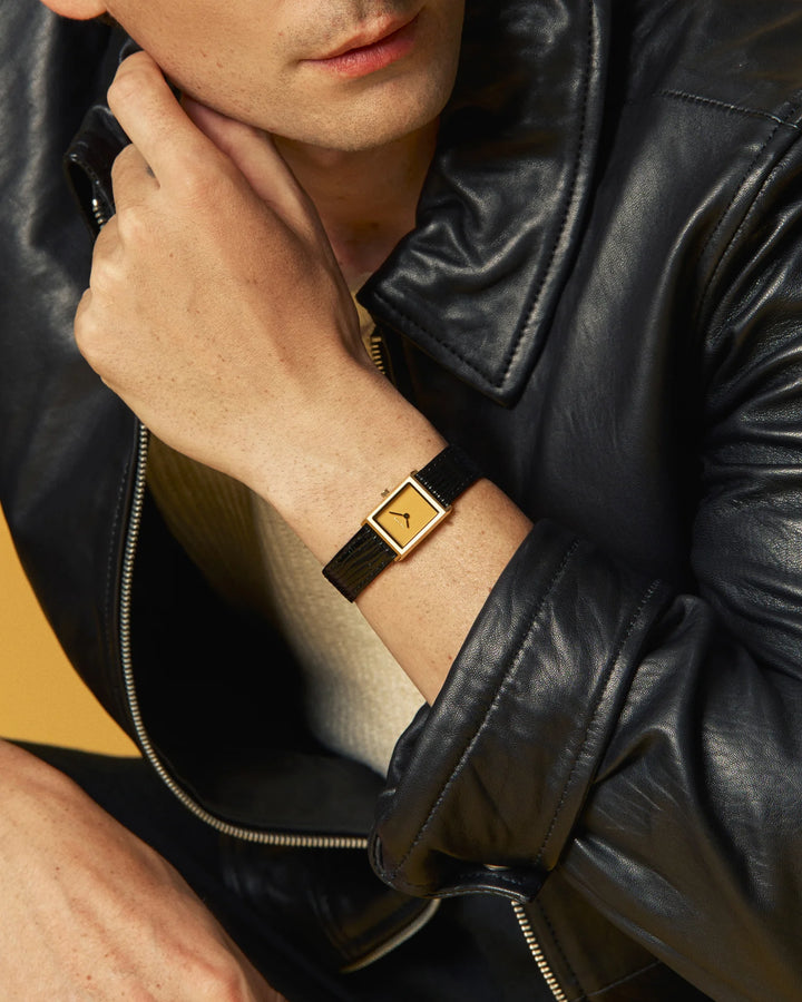 Breda - Virgil Watch, Black/Gold (Lizard Embossed)