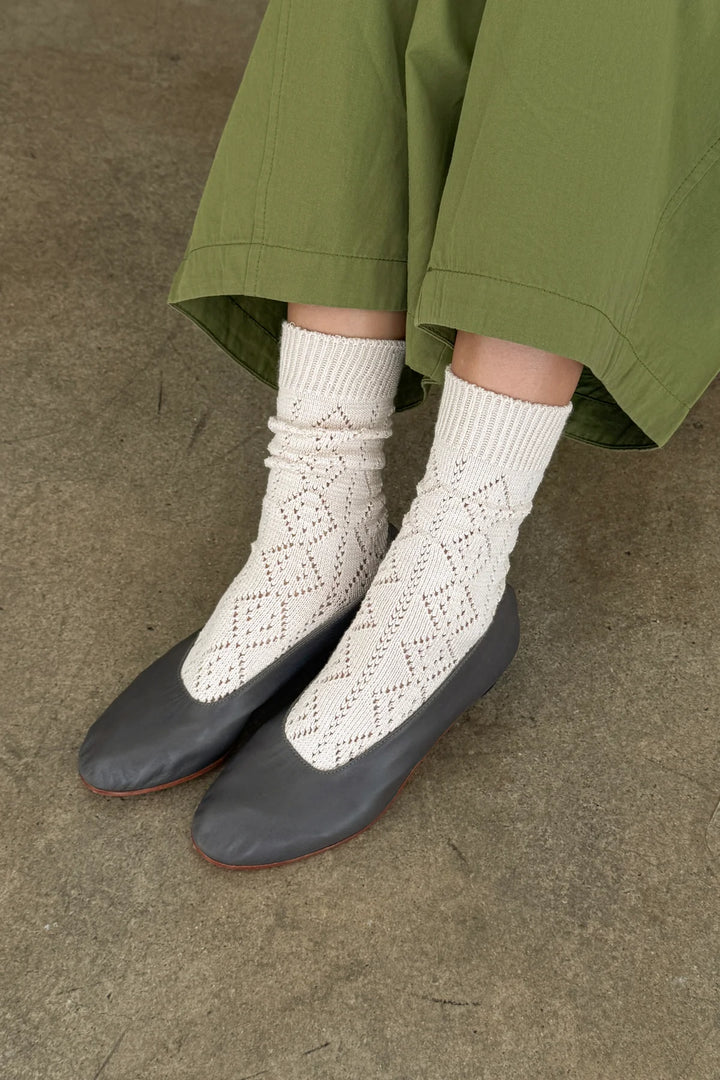 Modal Eyelet Socks, Oyster