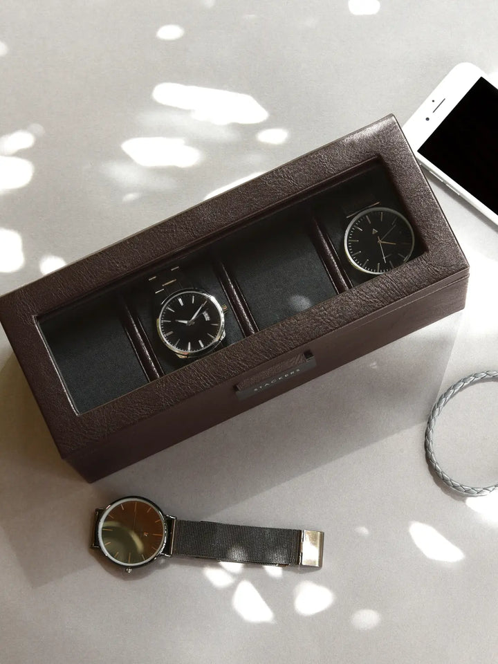 Stackers 4 Piece Watch Box, Brown