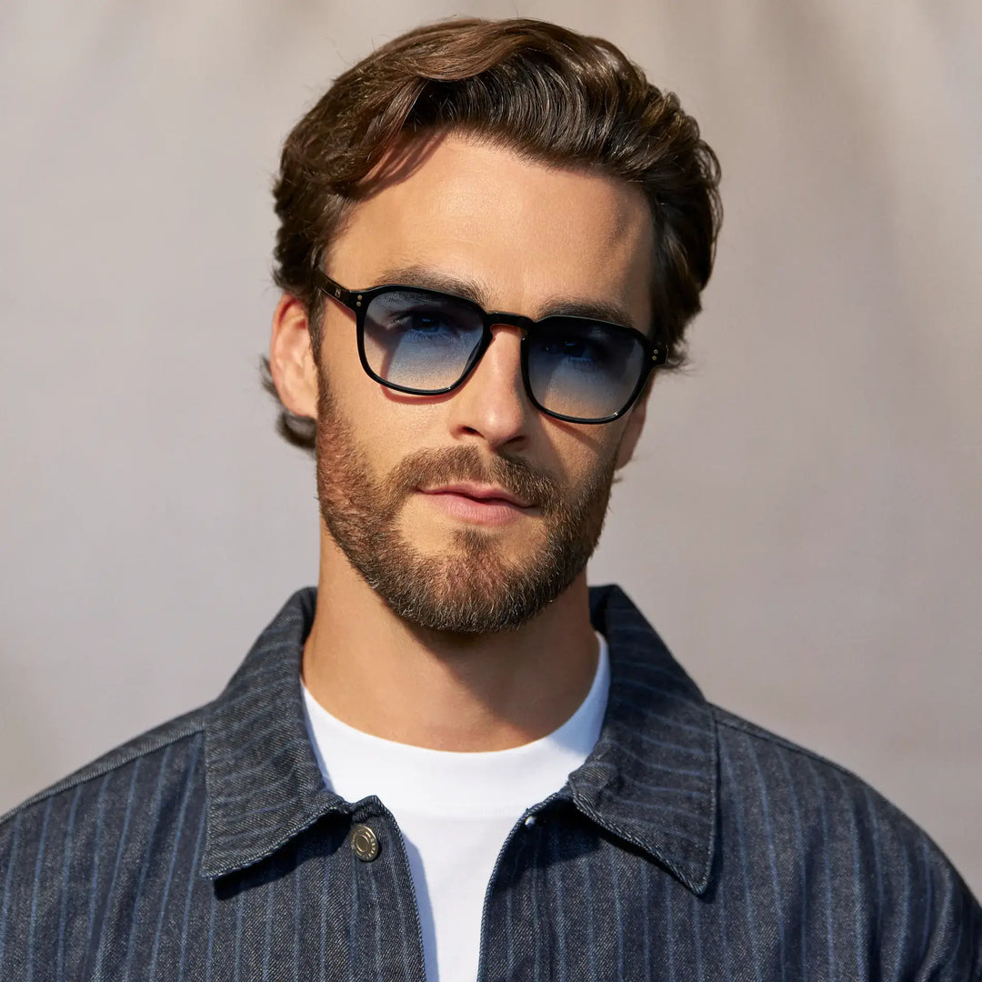 WMP Francis Sunglasses, Black/Blue Gradient Lens