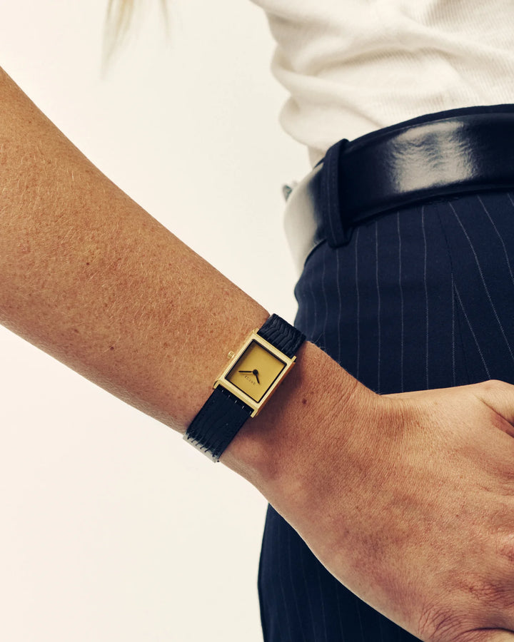 Breda - Virgil Watch, Black/Gold (Lizard Embossed)