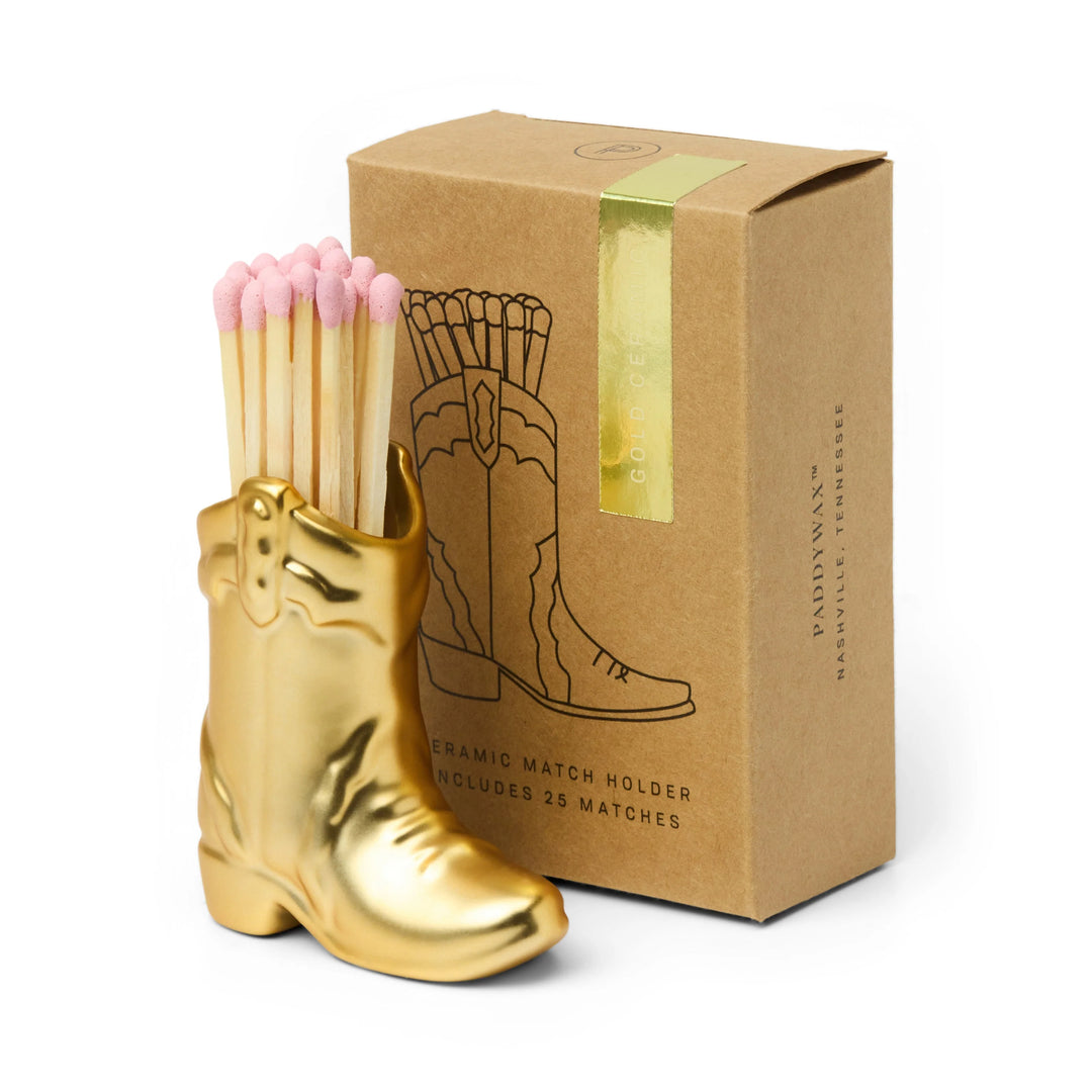 Cowboy Boot Matchstick Holder, Gold