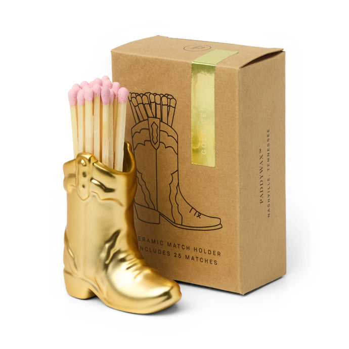 Forsala - Cowboy Boot Matchstick Holder, Gold