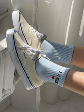 Load image into Gallery viewer, Embroidered Crew Socks, Sky Blue