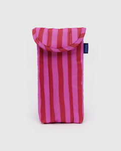 BAGGU Puffy Glasses Sleeve, Painted Pink & Red Stripe