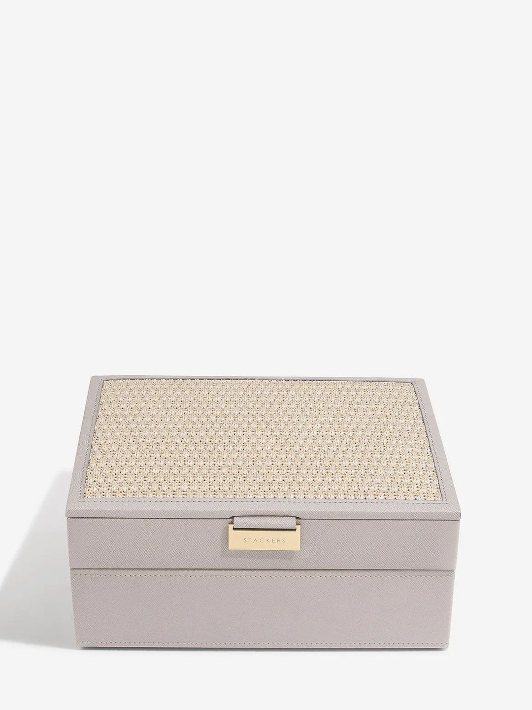 Classic Taupe Raffia Jewellery Box, Set of 2