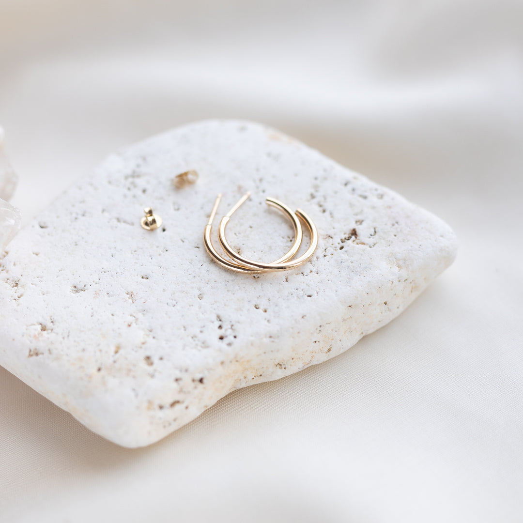 14k Hammered Hoops