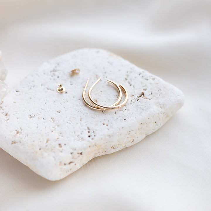 14k Hammered Hoops