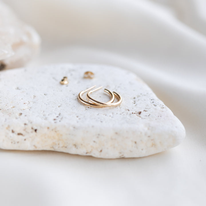 14k Hammered Hoops