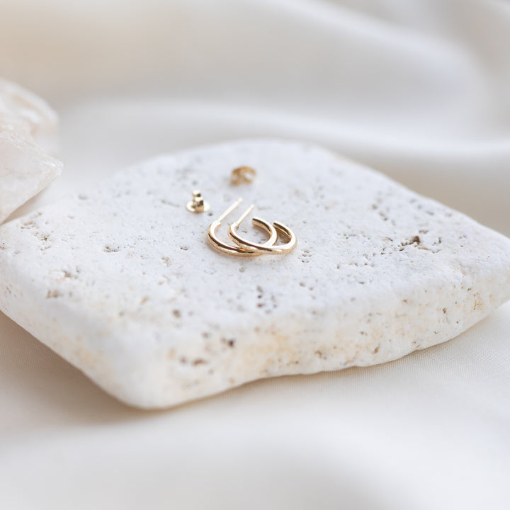 14k Hammered Hoops