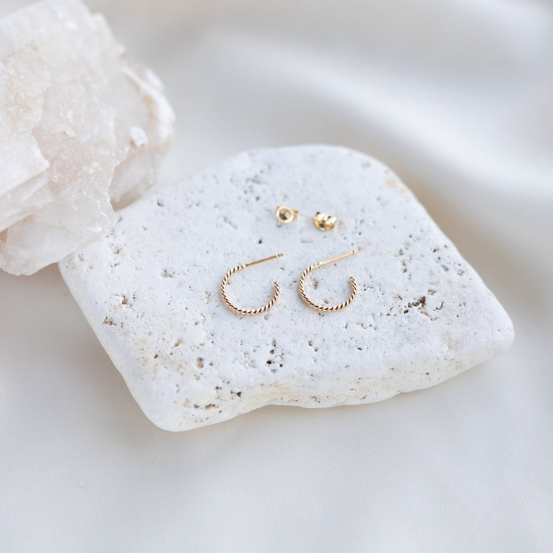 14k Twist Hoops