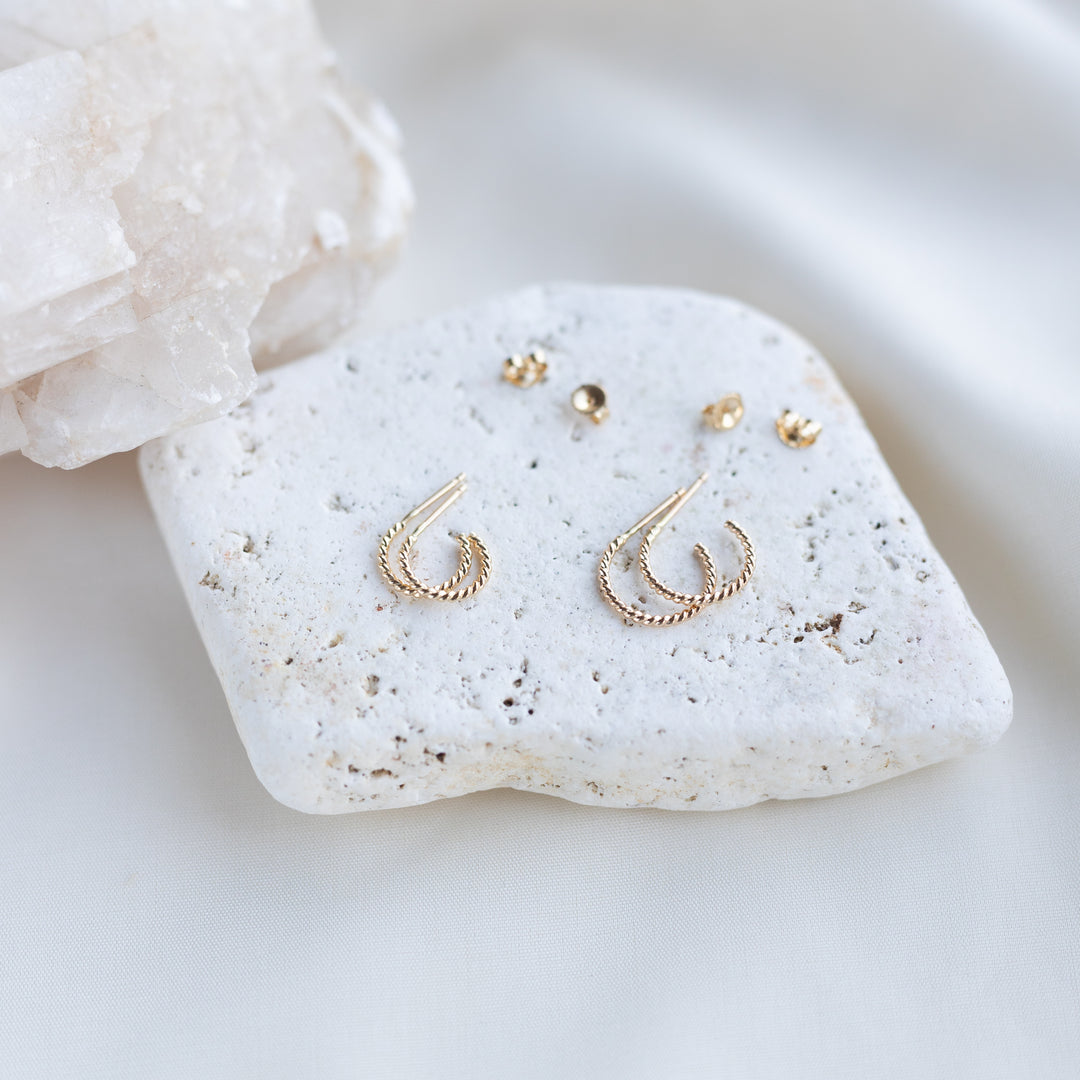 14k Twist Hoops