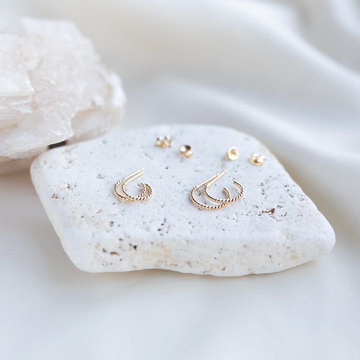 14k Twist Hoops
