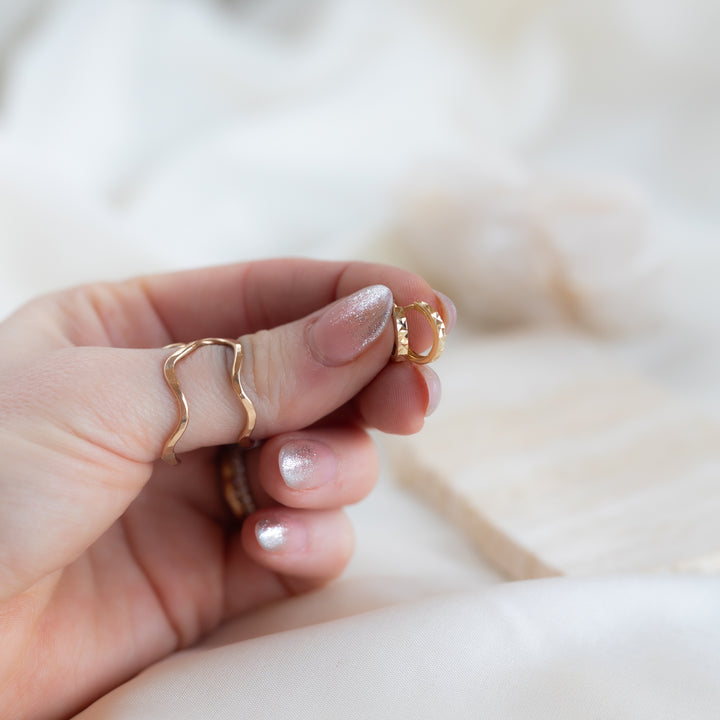 14k Diamond Cut Huggies