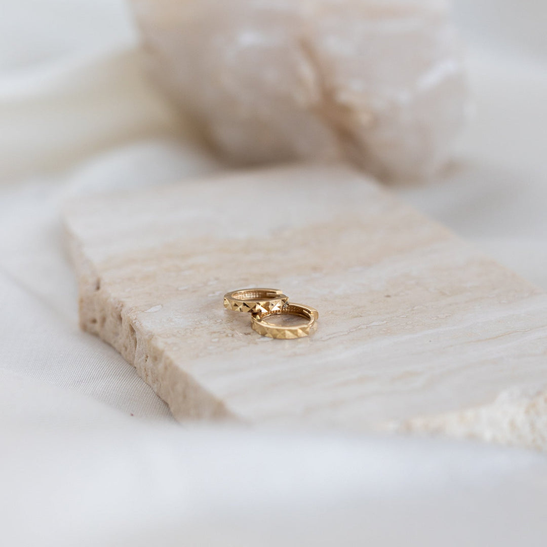 14k Diamond Cut Huggies