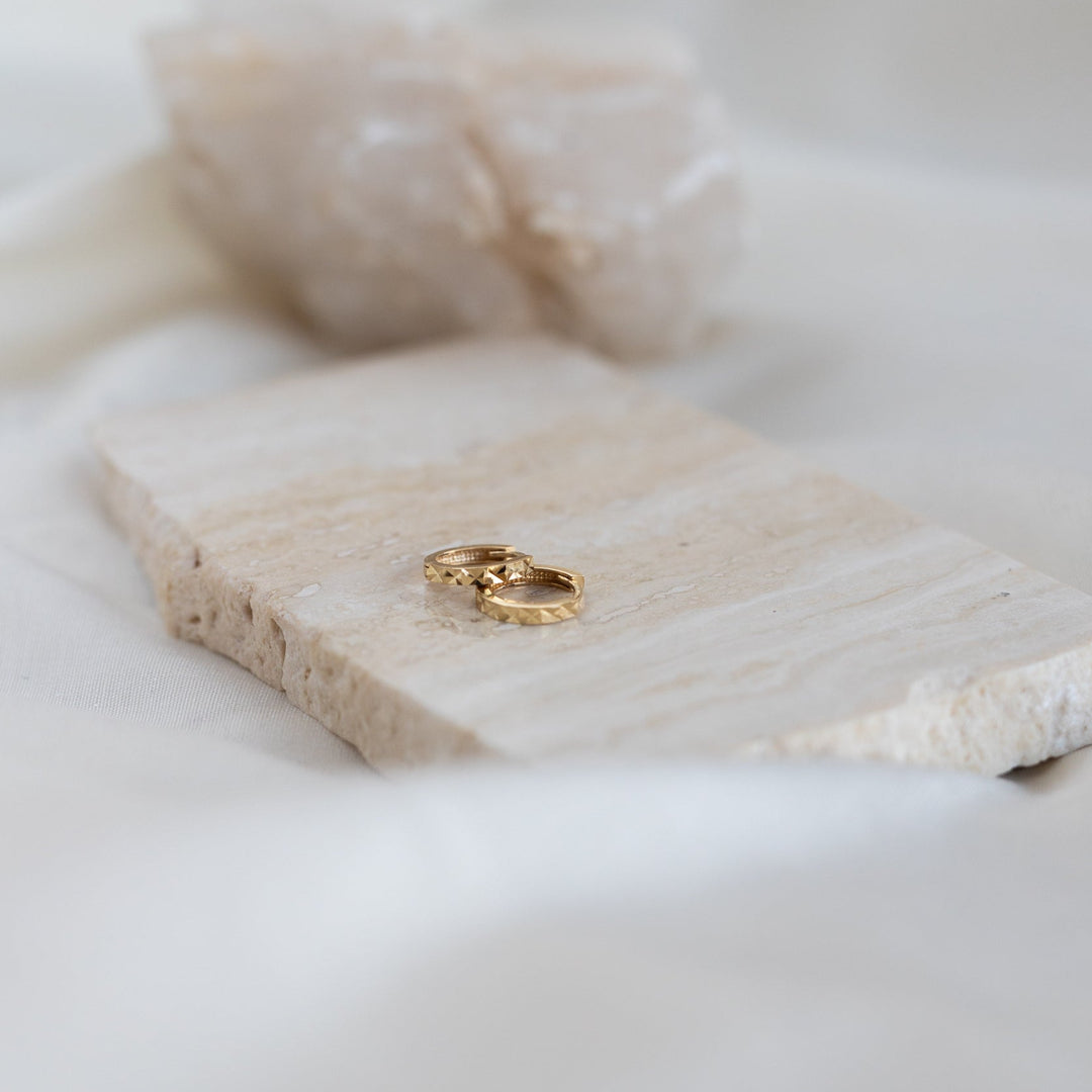 14k Diamond Cut Huggies