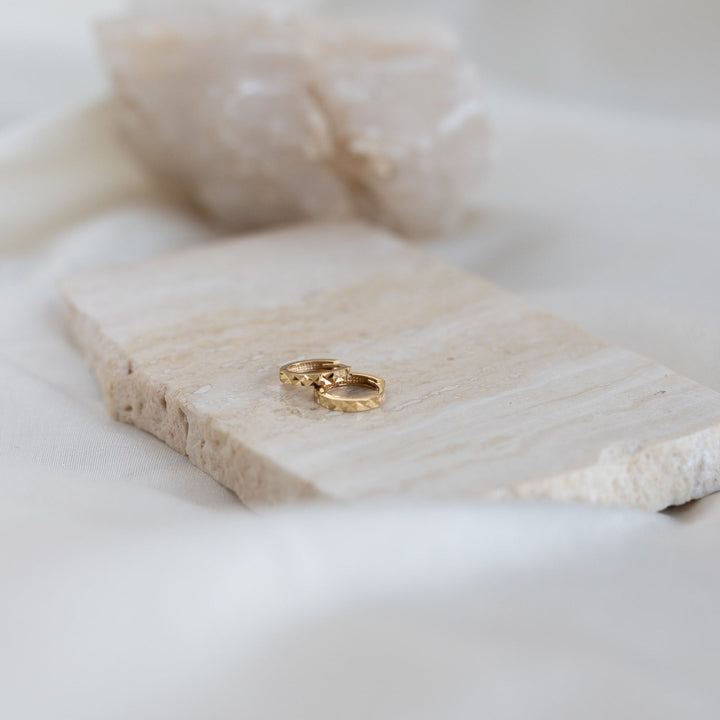 14k Diamond Cut Huggies