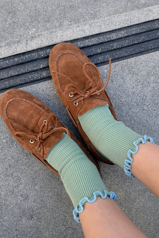 Ruffled Modal Socks, Sea Glass / Powder Blue