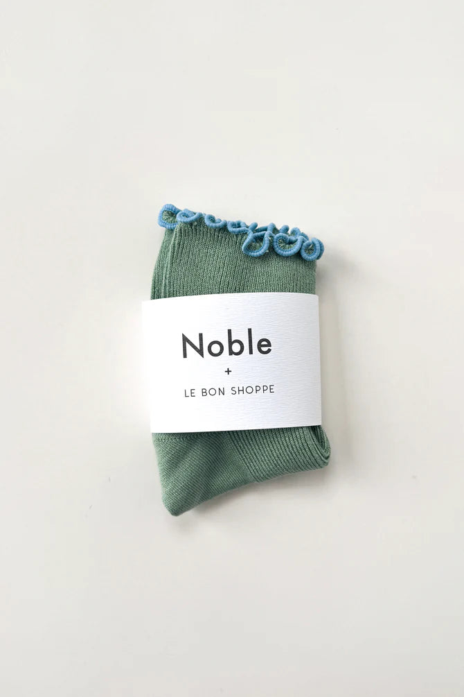 Ruffled Modal Socks, Sea Glass / Powder Blue