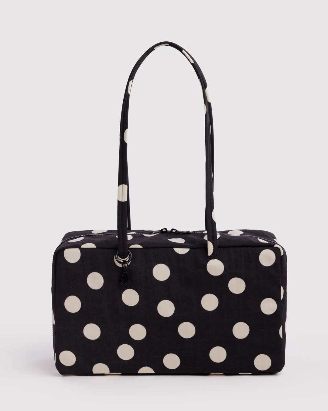 BAGGU Medium Bowler Bag, Black &amp; Cream Polka Dot