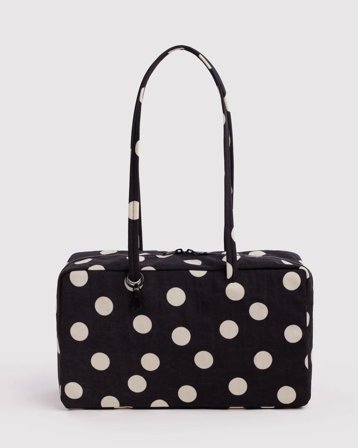BAGGU Medium Bowler Bag, Black &amp; Cream Polka Dot