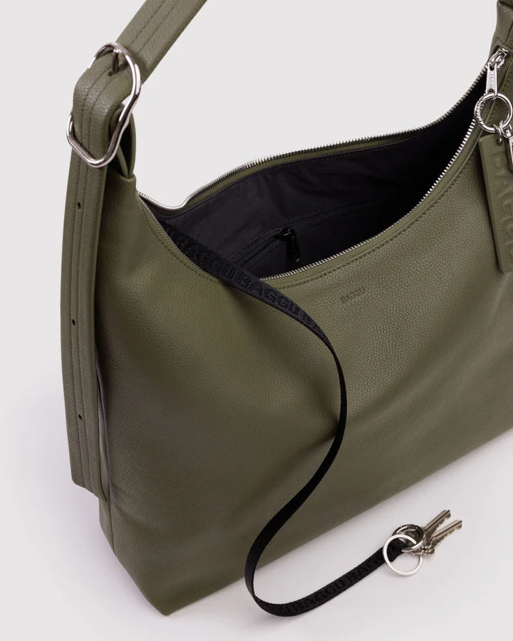 BAGGU Recycled Leather Shoulder Bag, Loden