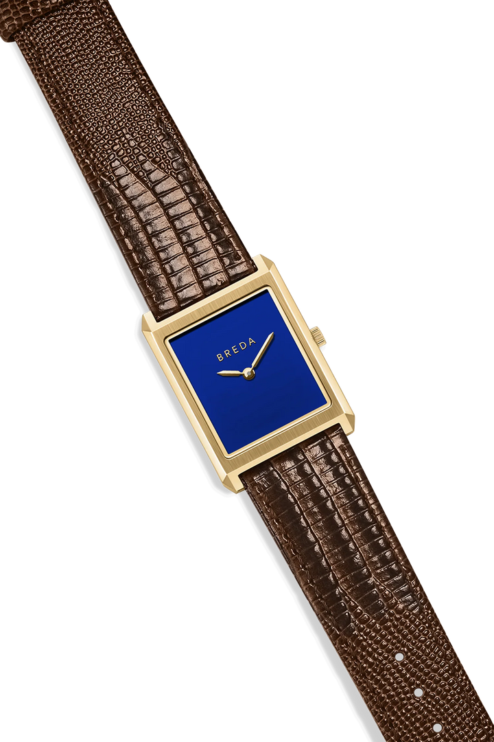 Breda - Virgil Watch, Cobalt/Brown (Lizard Embossed)