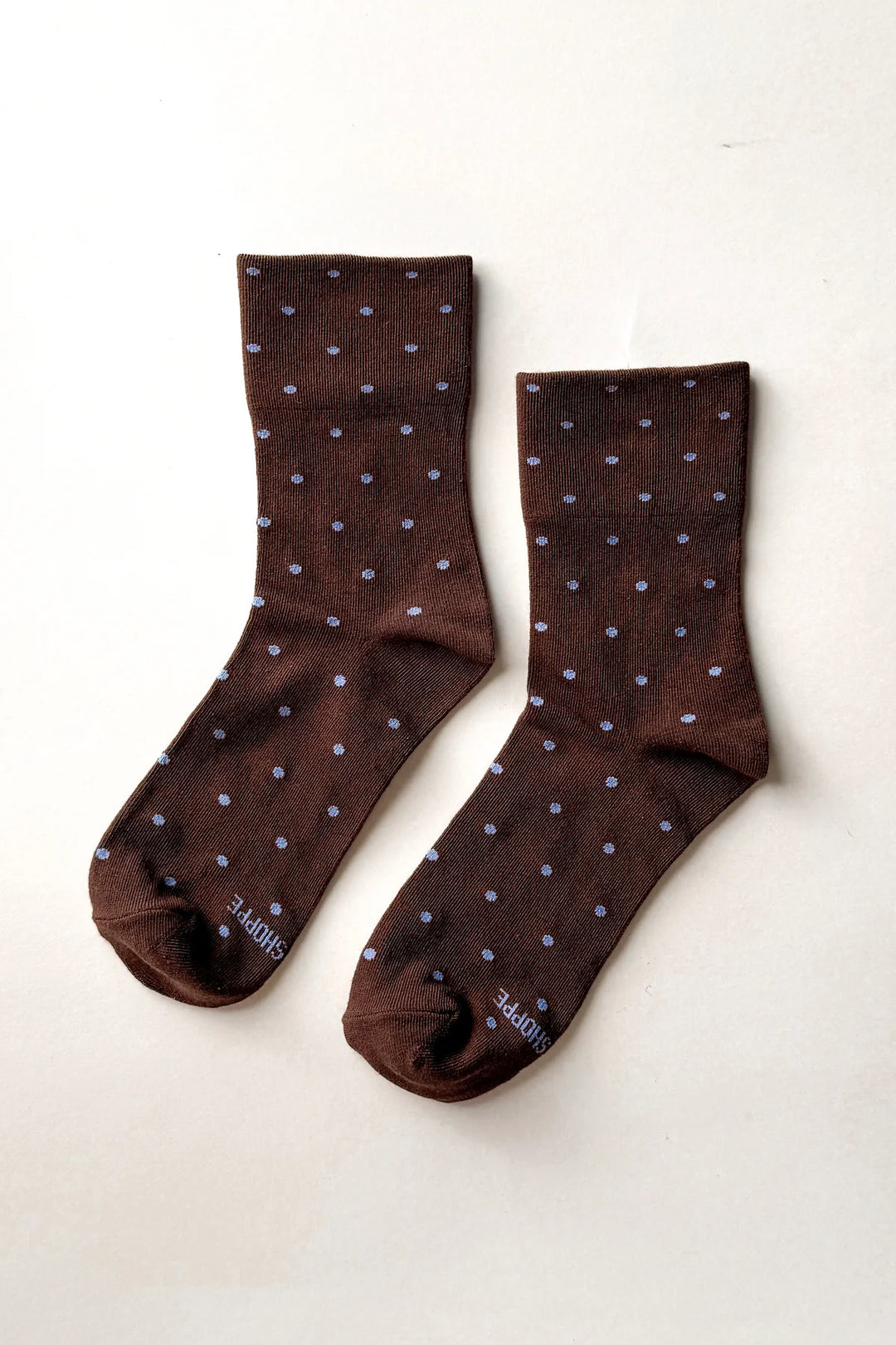Polka Dot Sneaker Socks, Cacao Blue