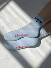 Load image into Gallery viewer, Embroidered Crew Socks, Sky Blue