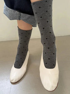 Sneaker Socks, Charcoal Polkadot