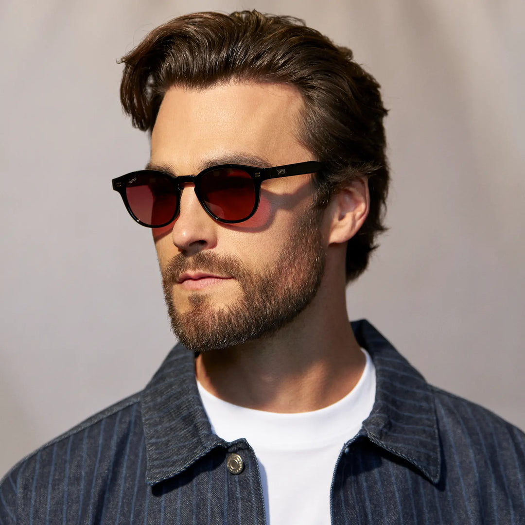 WMP Felix Sunglasses, Black/Red Gradient Lens
