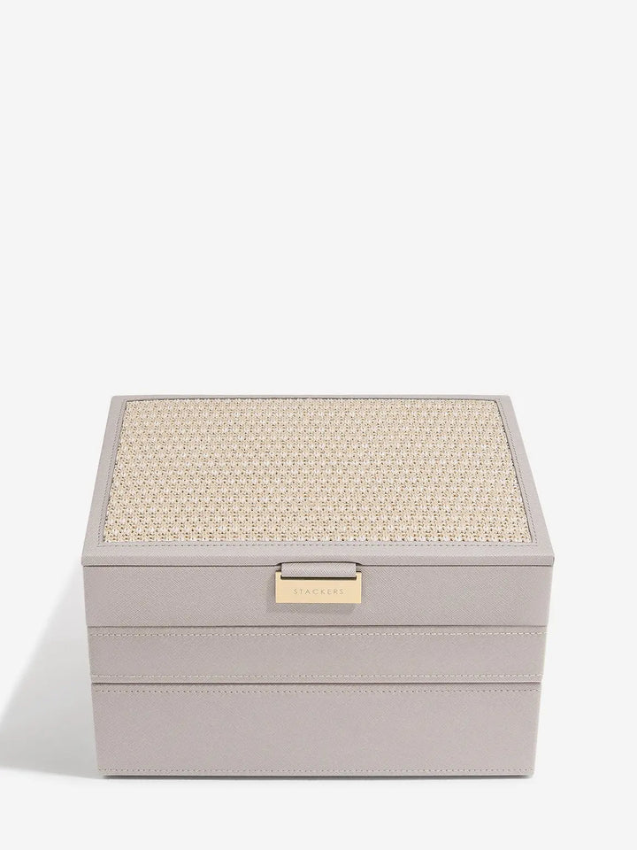 Classic Taupe Raffia Jewellery Box, Set of 3