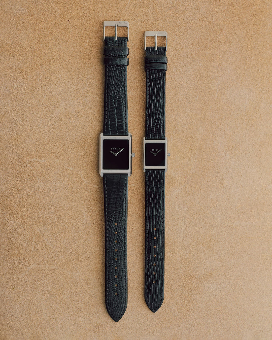 Breda - Virgil Watch, Black/Silver (Lizard Embossed)
