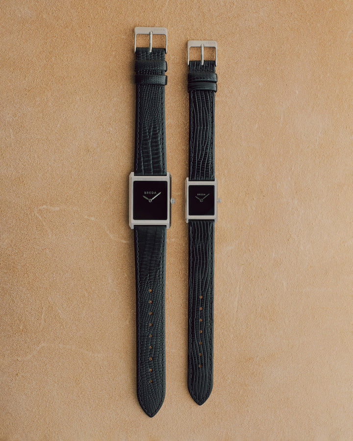 Breda - Virgil Watch, Black/Silver (Lizard Embossed)