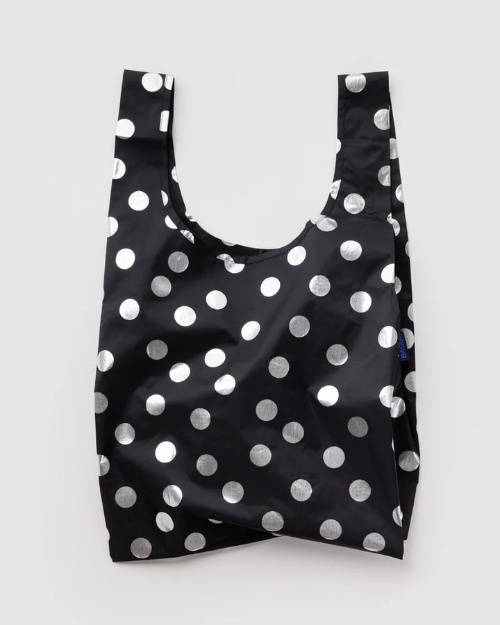 BAGGU Reusable Bag, Silver Metallic Polka Dot