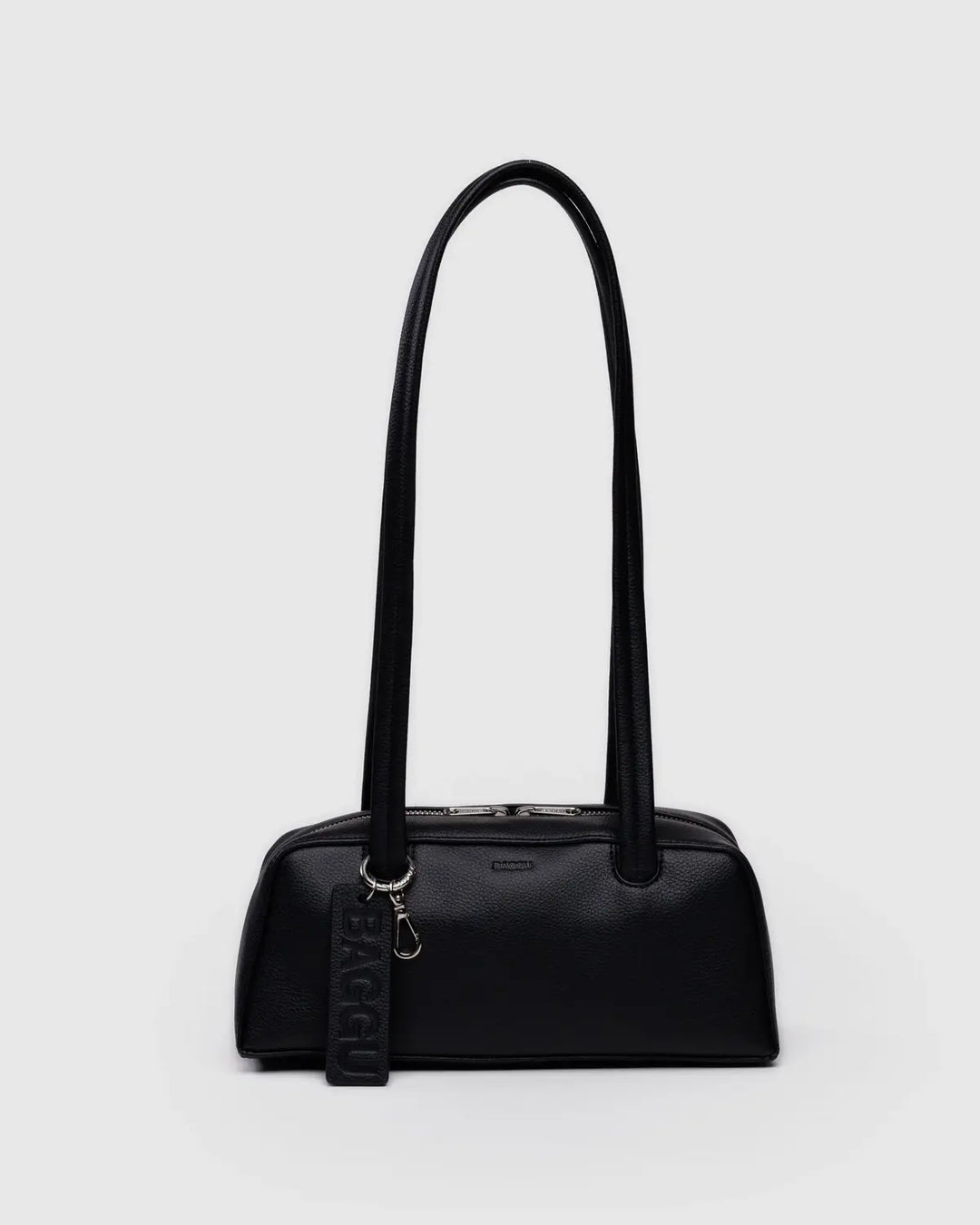 BAGGU Small Recycled Leather Bowler Bag, Black