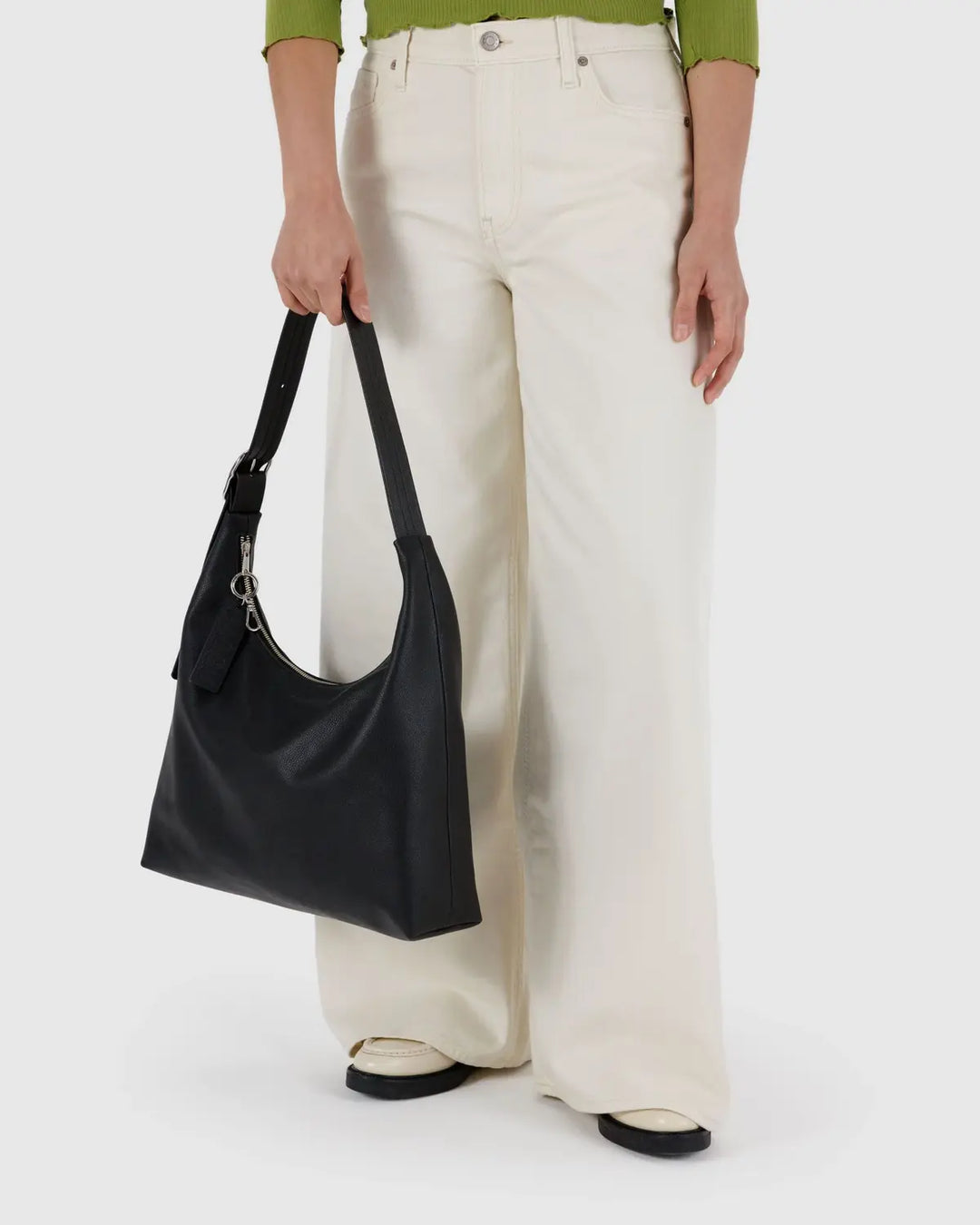 BAGGU Recycled Leather Shoulder Bag, Black