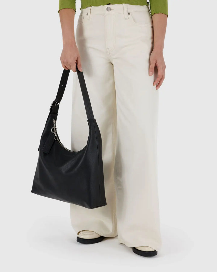 BAGGU Recycled Leather Shoulder Bag, Black