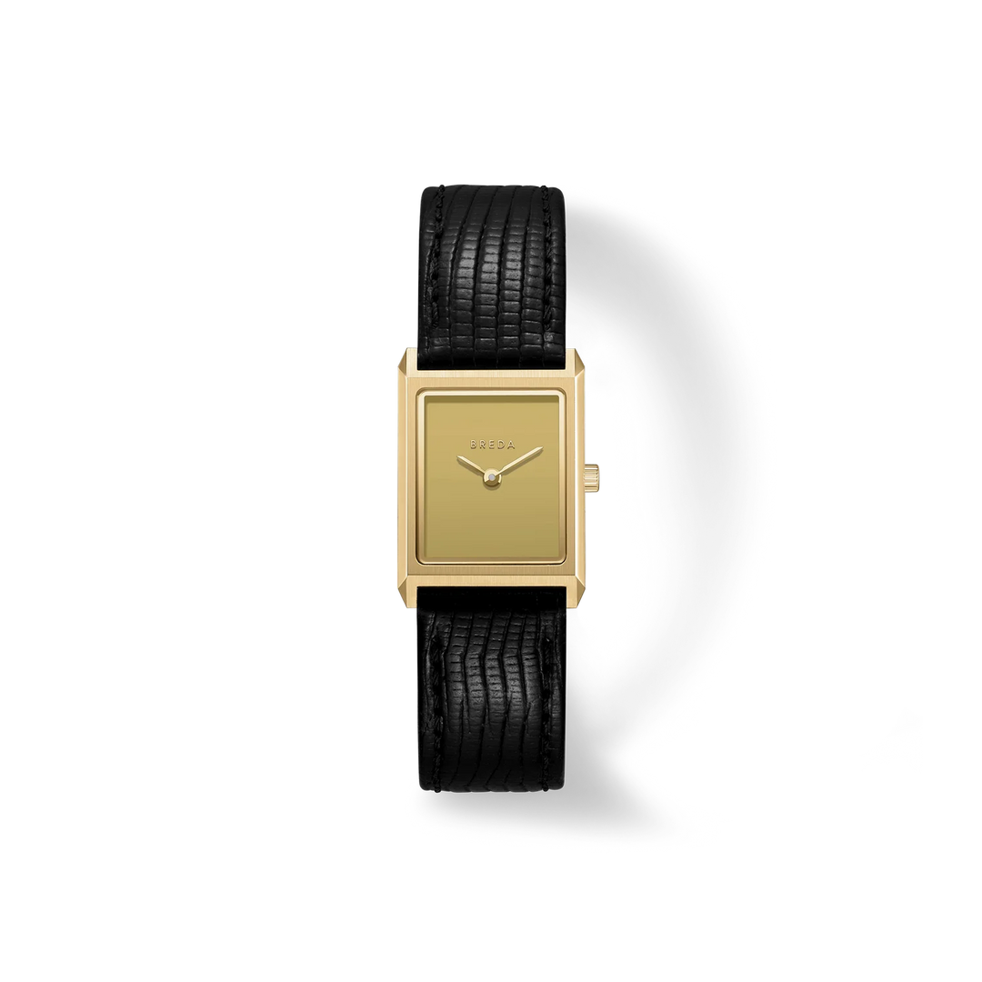 Breda - Virgil Watch, Black/Gold (Lizard Embossed)