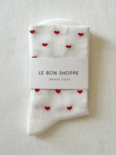 Load image into Gallery viewer, Sneaker Socks, Heart White/Red