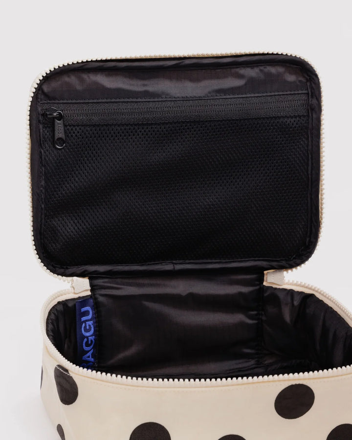 BAGGU Small Cosmetic Case, Cream &amp; Black Polka Dot