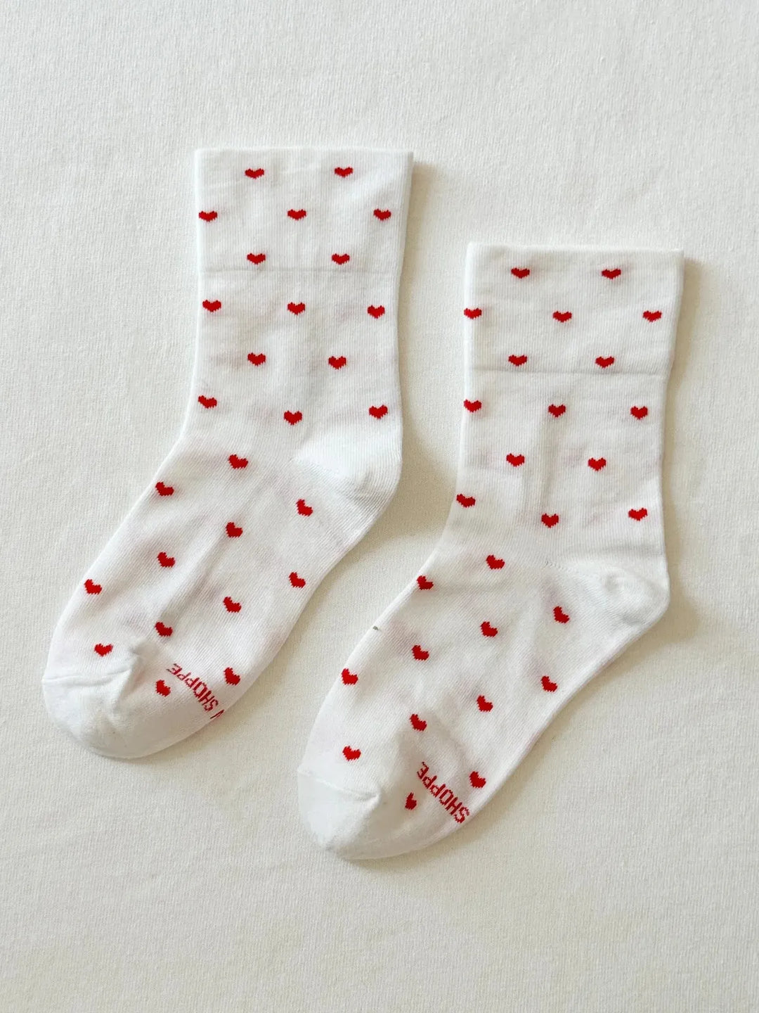 Sneaker Socks, Heart White/Red