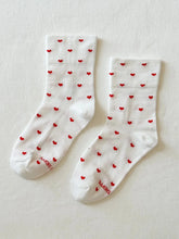 Load image into Gallery viewer, Sneaker Socks, Heart White/Red